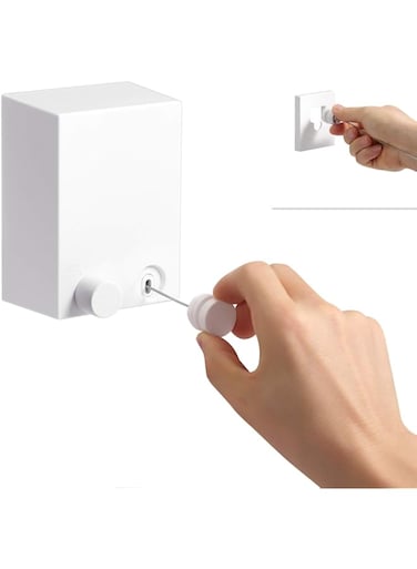 Homya telescopic clothesline aluminum alloy bracket + stainless steel rope adjustable 4.2 meters, used for heavy-duty wall hanging clothesline indoor and outdoor in hotels (White, Single rope)