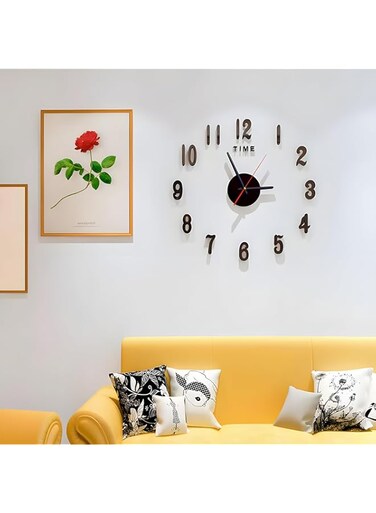 DAmeco Modern Night Light Wall Clock for Your Stylish Bedroom Decor - DIY Imagination, Creative &amp; Aesthetic Timepiece ([30CM]BLACK)