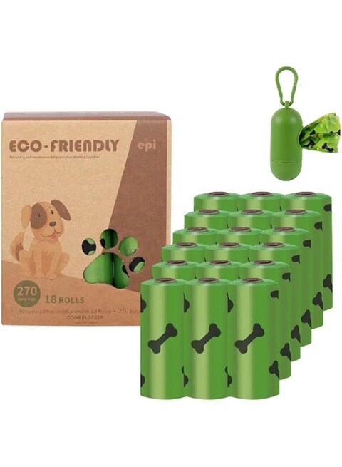 Dog Poop Bags Waste Bags Lavander Scented 18 Rolls 270 Individual Pieces Pet Dog Supplies for Dogs with One Free Dispenser Exceptionally Thick and Strong 100% No Leak Big Size Odor Resistant