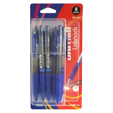 يوني بول لاكنوك قلم حبر جاف  6 قطع - أزرق