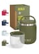600ml Food Jar Lunch Box Food Thermos Stainless Steel Double Wall Insulated Travel Food Flask with Snack Tritan Container for Kids, Adults, 20oz (Forest Green)