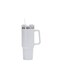 Mug 1200ml Stainless Steel with Handle Lid &amp; Straw Vacuum Insulated Water Bottle Travel Coffee Mug Keeps Drinks Hot and Cold Ideal for Office Home Camping and Outdoor (White)
