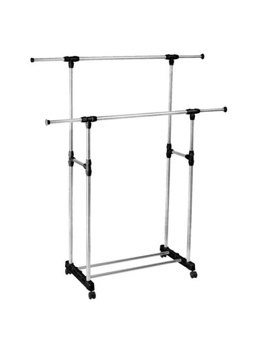 Clothes Hanger With Wheels Silver/Black