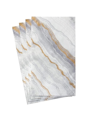 Caspari Marble Paper Guest Towel Napkins in Grey, 15 Per Package