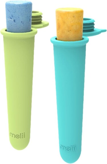 Melii Silicone Push Pops, 2-Pack Popsicle Molds, Shark &amp; Bear, Easy-To-Hold, Easy Release, BPA Free