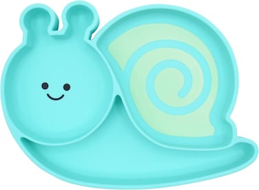 Melii Divided Silicone Suction Plate - 100% Silicone, For Baby + Toddlers &ndash; BPA Free, Dishwasher &amp; Microwave Safe - Snail