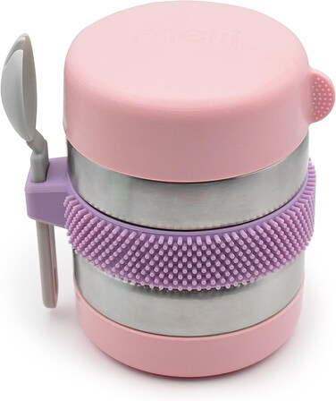 Melii Stainless Steel Food Jar, 10.1Oz, Double Walled, Vacuum Insulated, Integrated Fork, Airtight &amp; Leakproof, Dishwasher Safe
