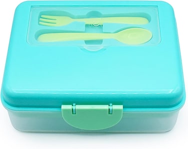 Melii Two Tier Bento Box, 6 Compartments, Easy Lock Lid, Dishwasher Safe, BPA Free - Blue, Mint &amp; Lime