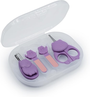 Melii 4 Piece Nail Care Set With Storage Case, Safe And Easy To Use, Nail Kit Includes Nail Trimmer, Nail Scissor And Two Nail Files For Babies, Toddlers, Kids &amp; Adults - Cat