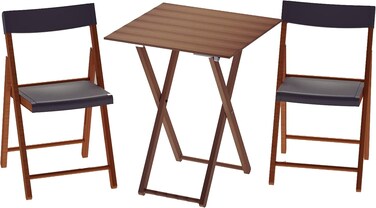 Tramontina Since 1911, Made In Brazil Potenza 3 Pieces Graphite Foldable Table And Chairs Set In Wood And Polypropylene