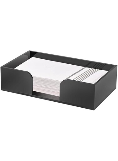 Sumnacon Napkin Holder Acrylic Guest Towel Holder Tray for Bathroom,Stylish Bathroom Napkin Holder Tray Decorative Black Napkin Holder for Bathroom Toilet Dining Table Kitchen Party Holiday