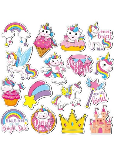 Azonee 16 Pcs Refrigerator Magnets, Lovely Funny Rainbow Unicorn-shaped Fridge Magnet for Teens and Girls, Inspirational Refrigerator Decorative Magnet for Locker, Fridge, Kitchen and Home Essentials