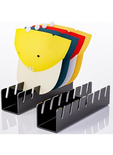 ACTBIO Hat Stand for Baseball Caps, 2 Pcs No Install Acrylic Hat Organizer for 14 Baseball Caps, Hat Holder Hat Storage Hat Display Baseball Cap Rack for Bedroom, Closet, Dresser, Office (Black)