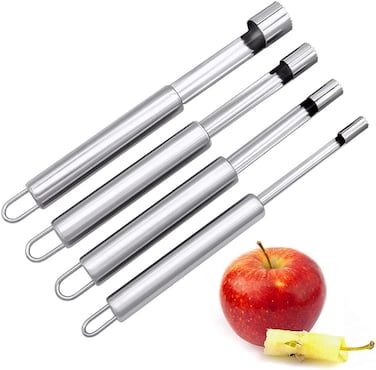 4 Pieces Fruit Core Remover, Multi Function Fruit Corer, Apple Core Easy Grip, Serrated Fruit Core Remover Tool, Stainless Steel, for a Variety of Fruits for Home and Kitchen