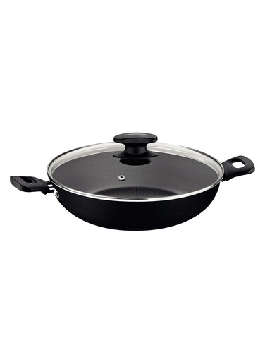 Loreto 28cm 3.3L Black Wok Pot with Interior and Exterior Starflon Max PFOA Free Nonstick Coating