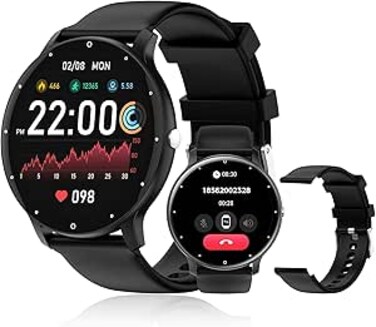 PEJE Smart Watches For Men,1.39" Display,Prayer Alerts,Arabic Support,Bluetooth Calls,IP68 Waterproof,Spo2/Hr/Sleep Tracking,123+ Sports Modes,7-Day Battery (230mah),Ios/Android.(Black)