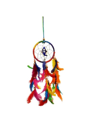 Rabarikaa Round Dream Catcher With Ganesh ji in Middle  Handmade Mandala Hangings for Positivity For Wall Hanging Decoration Ornament Craft Gift, Multicolor