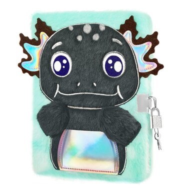 WERNNSAI Cute Axolotl Plush Kids Secret Diary for Boys with Lock and Key