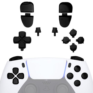 eXtremeRate Replacement D-pad R1 L1 R2 L2 Triggers Share Options Face Buttons, Chrome Black Full Set Buttons Compatible with ps5 Controller BDM-030 - Controller NOT Included