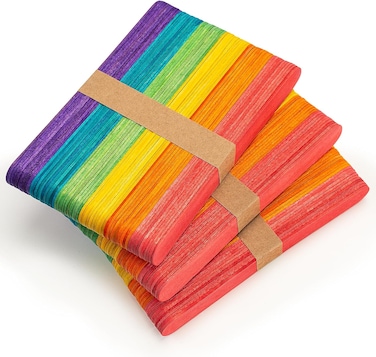 180 Pcs 6&rdquo; Colored Jumbo Wooden Craft Sticks, Rainbow Wooden Popsicle Sticks, Wide Lollipop Sticks, Treat Sticks Ice Pop Sticks fir Creative Designs or Kids Education, Home Art Projects