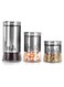 Glass Food Storage Containers Set with Lids, Stainless Steel Canisters for Spices, Herbs, Seasonings, Set of 3