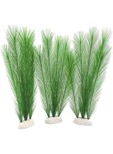 JIEOU Plastic Plants for Fish Tank Decorations Large Artificial Aquarium Decor and Accessories, Safe for All Fish &amp; Pets (Green)