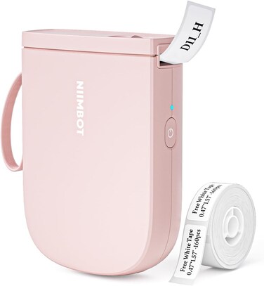 NIIMBOT Label Maker Bluetooth Mini Label Printer D11 Upgraded Version, Portable Label Maker with Tape Thermal Sticker Small Labeler, 300 DPI High Clearity Rechargeable, Pink