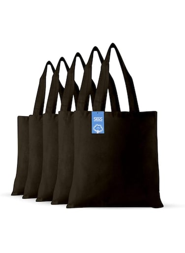 Simply Green Solutions Reusable Cotton Cloth Grocery Craft Bag, 15 x 16 Reusable Tote with Handle, Pack of 5