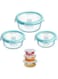 Tycom Glass Meal Prep Containers (3 pcs Round) - Glass Food Storage Containers with Lids, Glass Lunch Box, Portion Control, Airtight, Glass Bento Box Lunch Containers- 3P Round Blue