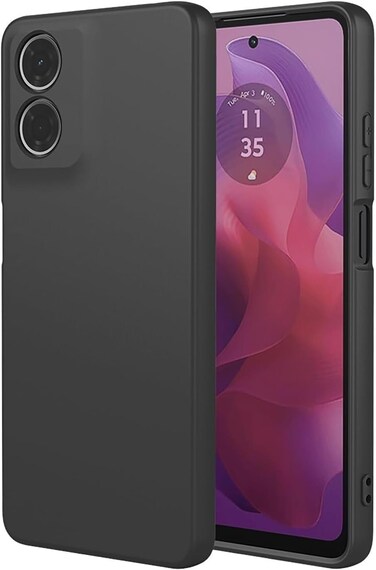 Case for Motorola Moto E14, Camera Protection Ultra Slim Soft TPU Silicone Matte Shockproof Bumper Full-Body Protective Cover for Moto E14 2024 (Black)