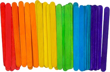 120 Pcs 4.5&rdquo; Colored Jumbo Wooden Craft Sticks, Rainbow Wooden Popsicle Sticks, Wide Lollipop Sticks, Treat Sticks Ice Pop Sticks fir Creative Designs or Kids Education, Home Art Projects