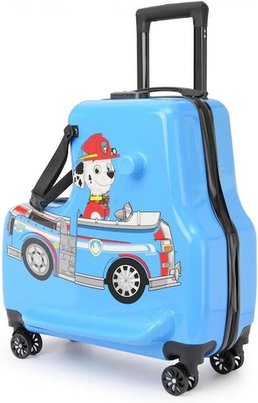 حقيبة سفر للأطفال يمكن الركوب عليها، حقيبة سفر بتصميم فريد للأطفال - حقيبة سفر بعجلات للأطفال، حقيبة سفر بحزام أمان ومقبض تلسكوبي، هدية يوم الطفل