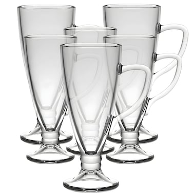 Coffee Glass Mug -250ml - 6 Pack - Glass Mugs with Handle, Infusion Mug, Coffee Cups Perfect for Cappuccino, Latte, Tea, Espresso