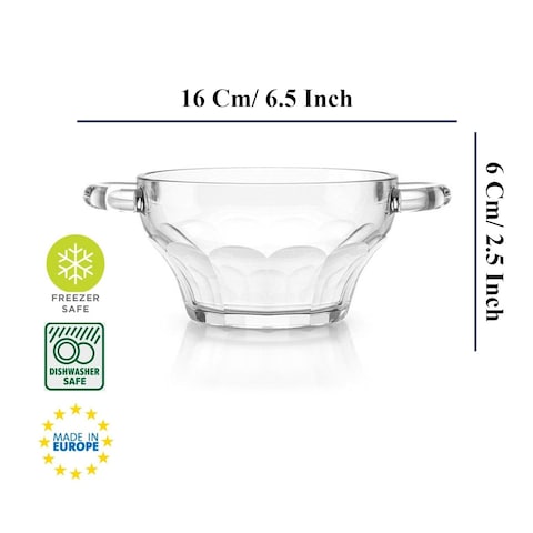 Soup Bowl, Set of 4 330ml - Glass Bowls Elegant Textured Glass Design   Glass Salad Bowls for Dessert, Ice Cream, Fruit, Cereal, Candy, Yogurt, Soup - Dishwasher Safe