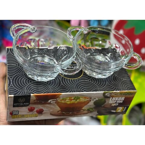 Soup Bowl, Set of 4 330ml - Glass Bowls Elegant Textured Glass Design   Glass Salad Bowls for Dessert, Ice Cream, Fruit, Cereal, Candy, Yogurt, Soup - Dishwasher Safe