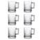 Glass Coffee Cups, 6 Piece 120ml - Coffee Latte Glasses, Glass Clear Coffee Mugs with Bubble Handles, Tea and Cappuccino Cup Set