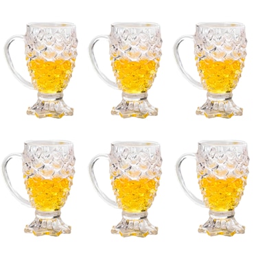 أكواب بيرة - عبوة من 6 قطع سعة 180 مل - أكواب عصير، أكواب شرب، مجموعة أدوات زجاجية عتيقة للعصائر والمشروبات والبيرة والكوكتيلات