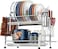 Dish Drying Rack, Stainless Steel 2 Tier Dish Rack with Drain Board, Utensil Holder, Cutting Board Holder, Non-Rust Dish Drainers