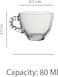 Glass Coffee Mug 6Pcs Set 80ml, Cute Creative Cup Unique Bead Design for Office and Home, Dishwasher and Microwave Safe