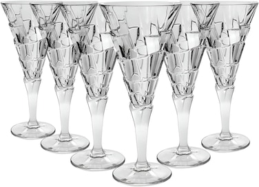 Champagne Flutes - Hand Blown Elegant Champagne Glasses Set of 6/210 ml - Unique Gift for Birthday,Wedding, Anniversary