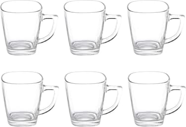 طقم أكواب قهوة زجاجية فاخرة مكون من 6 أكواب، سعة 220 مل، شفاف، مربع، مناسب للشاي