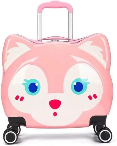 حقيبة سفر للأطفال مقاس 17 بوصة - حقيبة سفر للأطفال بتصميم كرتوني، حقيبة خفيفة الوزن للأولاد والبنات، حقيبة سفر بأربع عجلات