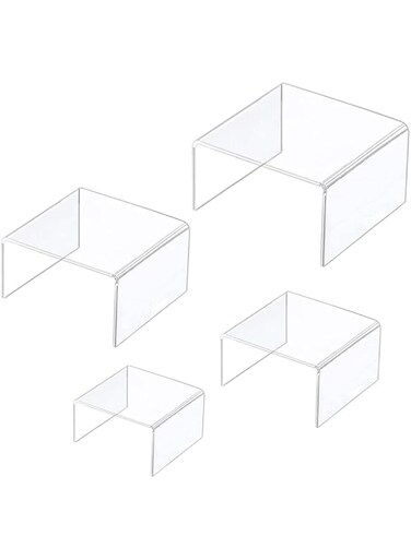 Gativs Acrylic Shelf 4 Pieces Acrylic Display Risers Clear Acrylic Organiser Showcase U Stand Acrylic Display Stand Clear Riser Shelf ​Display Case Acrylic Pedestal