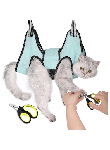 Cat and Dog Grooming Hammock with Safety Belt for Nail Clipping Grooming.Cat Bathing Bag for cat Nail Trimming, Pet Claw Care Bag, Dog Grooming Harness (M)
