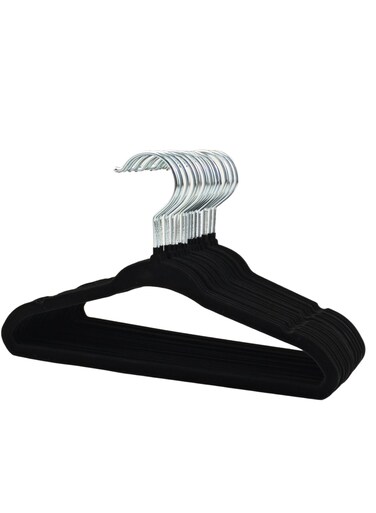 East 20 Piece Kid Velvet Hangers - Nursery Clothes Hangers Non Slip Toddler Hangers, 360 Degree Swivel Hook, Black 16.99x28cm