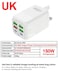 150W UK 6 Ports Multifunctional Super Fast Charging Adapter Mobile Phone Charger Travel Power Adapter White
