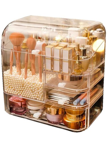 Makeup organizer Multifunctional with Pearls Dustproof cosmetics storage Display Case For Brushes