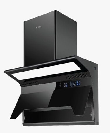 CM JADE NERO 90cm Wall Mounted Range Hood &ndash; Black Glass Hood with Hand Sensor &amp; 1400 m&sup3;/h Airflow