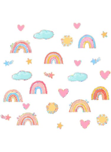 Dazzling Rainbow Cloud Window Stickers, Double-Side Glass Decals,Window Glass Wall Decor,Shiny Rainbow Prism Window Clings for Mirror Glass Display Shop Office School Supplies Reusable