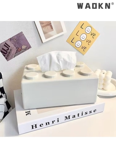 Creative Building Blocks with Spring Tissue Box Wall-mounted Perforation-free Paper Holder Bathroom Face Towel Box Organizer&iuml;&frac14;&circ;white&iuml;&frac14;&permil;